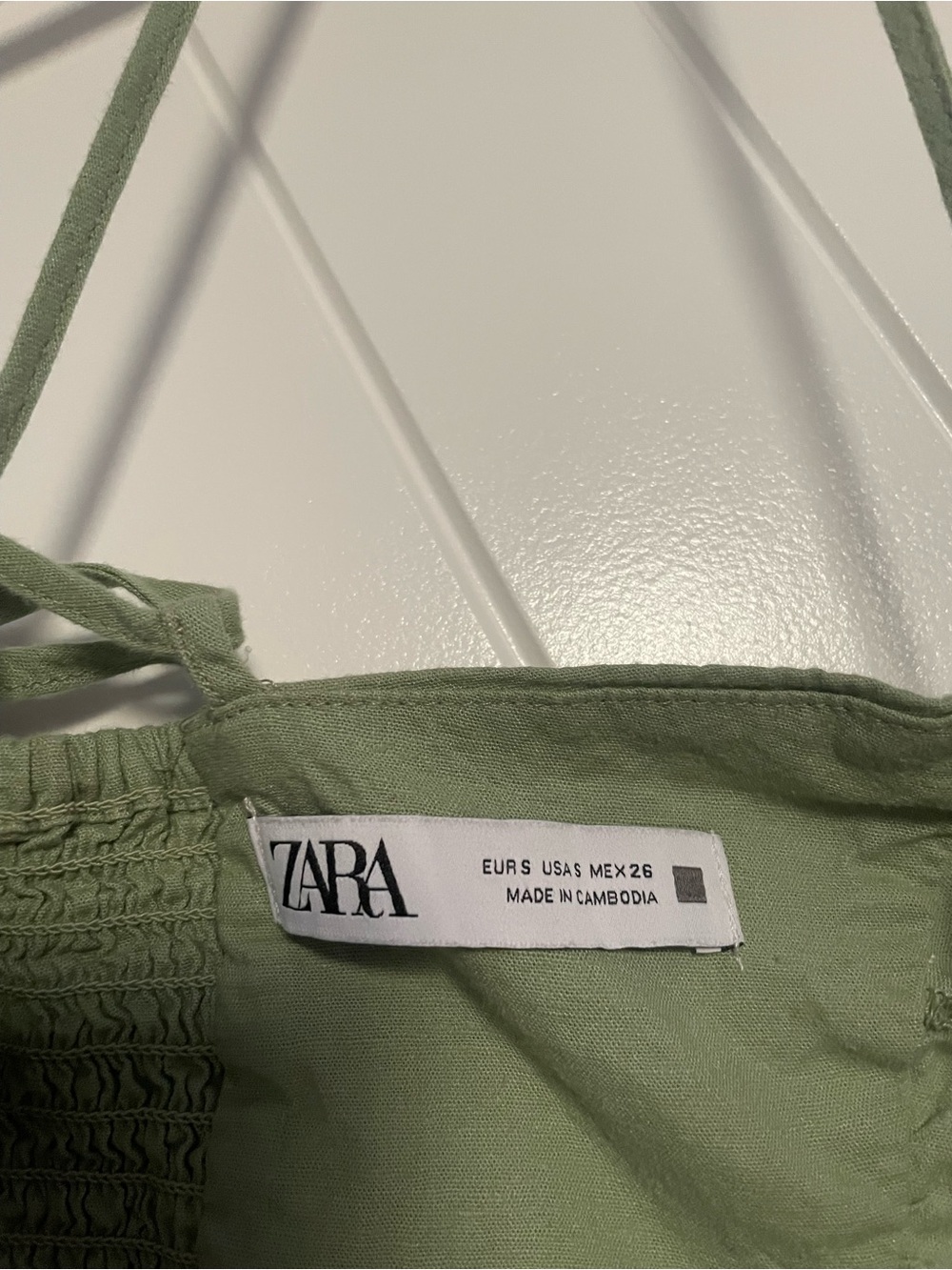 Zara Light Olive Strapless Ruched Maxi Dress - Picture 6 of 6